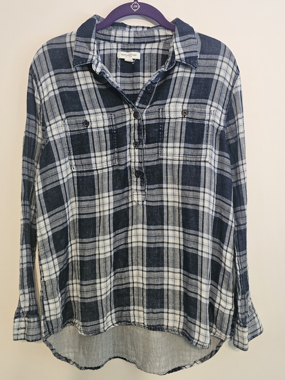 Blue And White Plaid Button Down Shirt